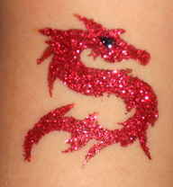 Red Dragon Gllitter Tattoo